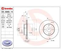 2x Disque de frein ventilé de l'intérieur 09.5869.14 BREMBO pour MAZDA KIA