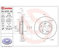 2x Disque de frein ventilé de l'intérieur 09.6752.20 BREMBO pour HONDA STREAM