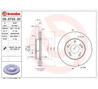 2x Disque de frein ventilé de l'intérieur 09.6753.30 BREMBO pour HONDA CR-V I