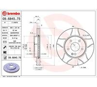 Disque de frein BREMBO Max 09.6845.75, avant, rainuré, ventilé, 1 pièce