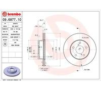 2x Disque de frein ventilé de l'intérieur 09.6877.10 BREMBO pour SUBARU LEGACY I