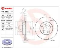 Brembo Disque de frein 09.6893.11 ventilé de l'intérieur pour HONDA ACURA 2x
