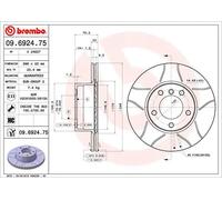 Disque de frein BREMBO Max 09.6924.75, avant, rainuré, ventilé, 1 pièce