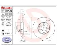 2x Disque de frein ventilé de l'intérieur 09.6997.11 BREMBO pour SAAB OPEL LOTUS