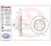 2x Disque de frein ventilé de l'intérieur 09.7359.21 BREMBO pour MERCEDES-BENZ