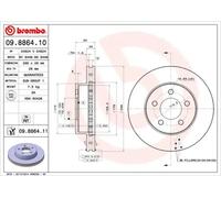 Brembo Disque de frein 09.8864.11 ventilé de l'intérieur pour Jeep Cherokee 2x
