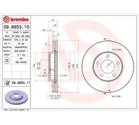 2x Disque de frein ventilé de l'intérieur 09.8953.11 BREMBO pour MAZDA FORD