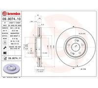 2x Disque de frein ventilé de l'intérieur 09.9074.11 BREMBO pour RENAULT