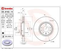 2x Disque de frein ventilé de l'intérieur 09.9162.11 BREMBO pour SAAB OPEL