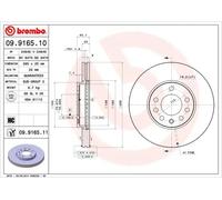 2x Disque de frein ventilé de l'intérieur 09.9165.11 BREMBO pour SAAB OPEL
