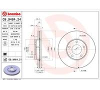 2x Disque de frein ventilé de l'intérieur 09.9464.21 BREMBO pour MAZDA 5 3