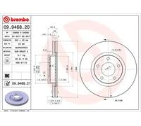 2x BREMBO 09.9468.21 Coated Disc Line Disque de frein pour MAZDA 3 (BK) 3 (BL)