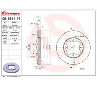 Brembo 09.9611.14 - Disque de Frein Avant - Jeu de 2 disques