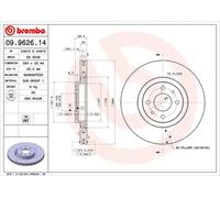 2x Disque de frein ventilé de l'intérieur 09.9626.14 BREMBO pour LANCIA FIAT