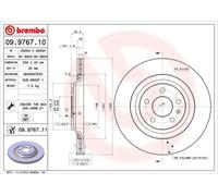 2x Disque de frein ventilé de l'intérieur 09.9767.11 BREMBO pour AUDI A6 C6