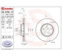 2x Disque de frein ventilé de l'intérieur 09.9790.11 BREMBO pour TOYOTA AVENSIS