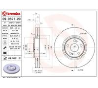 2x Disque de frein ventilé de l'intérieur 09.9821.21 BREMBO pour RENAULT