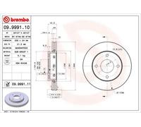 2x Disque de frein ventilé de l'intérieur 09.9991.11 BREMBO pour SMART