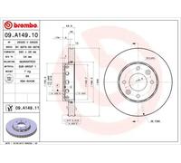 2x Disque de frein ventilé de l'intérieur 09.A149.11 BREMBO pour KIA CARENS I