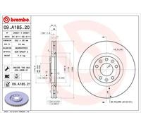 Brembo – Disque de frein 09A18521 avant, ventilé, haute teneur en carbone, 1 pièce