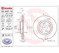 Disque de frein BREMBO 09A40711 avant, ventilé, 1 pièce