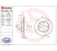 2x Disque de frein ventilé de l'intérieur 09.A421.10 BREMBO pour DAIHATSU MOVE