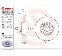 Disque de frein BREMBO 09A42811 avant, ventilé, à haute teneur en carbone, 1 pièce