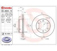 Disque de frein BREMBO 09A63411 avant, ventilé, 1 pièce