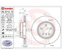 Brembo 09.A712.11 - Disque de Frein Arrière avec revêtement anti-corrosion UV - 1 Disque