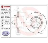 Brembo 09.A757.11 - Disque du Frein Avant avec revêtement anti-corrosion UV - Jeu de 2 disques