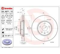 Disque de frein BREMBO 09A97111 avant, ventilé, à haute teneur en carbone, 1 pièce