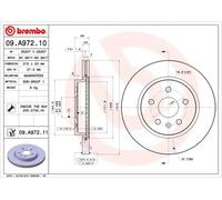Disque de frein BREMBO 09A97211 arrière, ventilé, 1 pièce
