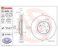 2x Disque de frein ventilé de l'intérieur 09.B269.11 BREMBO pour HONDA