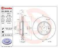 2x Disque de frein ventilé de l'intérieur 09.B436.41 BREMBO pour MERCEDES-BENZ