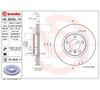 2x Disque de frein ventilé de l'intérieur 09.B638.11 BREMBO pour MINI