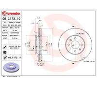 2x Disque de frein ventilé de l'intérieur 09.C173.11 BREMBO pour KIA RIO III