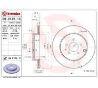 Disque de frein BREMBO 09C17811 arrière, ventilé, 1 pièce