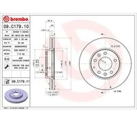 Disque de frein BREMBO 09C17911 avant, ventilé, 1 pièce