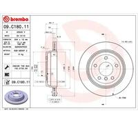 2x Disque de frein ventilé de l'intérieur 09.C180.11 BREMBO pour BMW 3 Touring 3