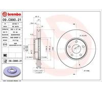2x Disque de frein ventilé de l'intérieur 09.C990.21 BREMBO pour FORD FOCUS IV