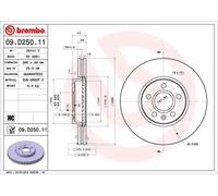 Disque de frein BREMBO 09D25011 avant, ventilé, à haute teneur en carbone, 1 pièce