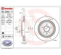 2x Disque de frein ventilé de l'intérieur 09.D393.11 BREMBO pour VOLVO V60 I