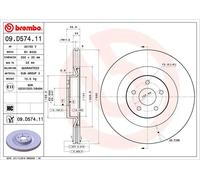 2x Disque de frein ventilé de l'intérieur 09.D574.11 BREMBO pour FORD FOCUS III