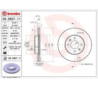 2x Disque de frein ventilé de l'intérieur 09.D607.11 BREMBO pour KIA PICANTO III