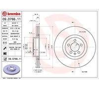 2x Disque de frein ventilé de l'intérieur 09.D766.11 BREMBO pour VW POLO VI