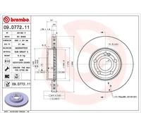 Disque de frein BREMBO 09.D772.11 avant, ventilé, à haute teneur en carbone, 1 pièce