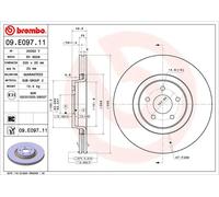 2x Disque de frein ventilé de l'intérieur 09.E097.11 BREMBO pour FORD FOCUS III