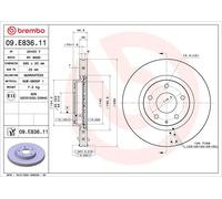 2x Disque de frein ventilé de l'intérieur 09.E836.11 BREMBO pour MAZDA CX-30