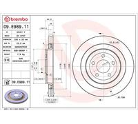 2x Disque de frein ventilé de l'intérieur 09.E989.11 BREMBO pour FORD USA