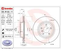 Brembo Disque de frein arrière 09.R122.11 ventilé avec revêtement anti-corrosion UV Jeu de 2 disques